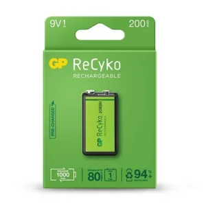 GPRHV208R087 GP RECYKO 200MA 9V CARD OF 1