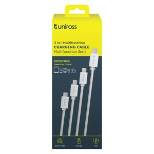 UNIROSS UNIVERSAL PHONE CHARGER CABLE 3 IN1 2M